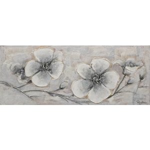 Schilderij - Handgeschilderd - Grijze kersenbloesem 150x60cmx