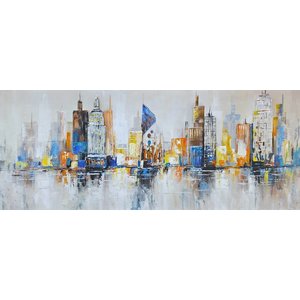 Schilderij - Handgeschilderd - Skyline 8, 150x60cm