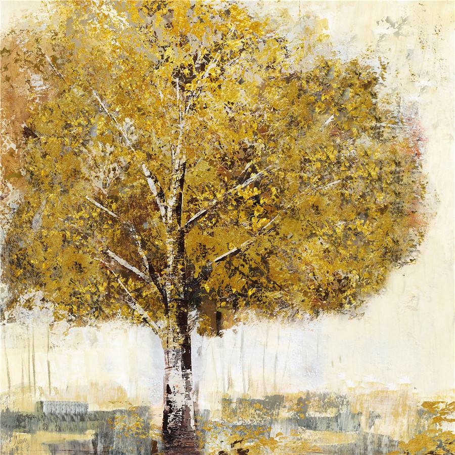 Schilderij - Handgeschilderd - Eenzame boom 3 100x100cm afbeelding
