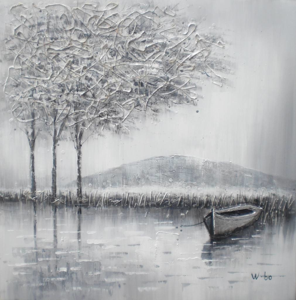 Schilderij - Handgeschilderd - Op het water 2 100x100cm Schilderij - Handgeschilderd - Op het water 2 100x100cm