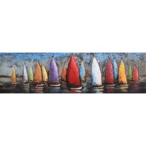 Schilderij - metaalschilderij - Zeilboten 50x180cm Schilderij - metaalschilderij - Zeilboten 50x180cm