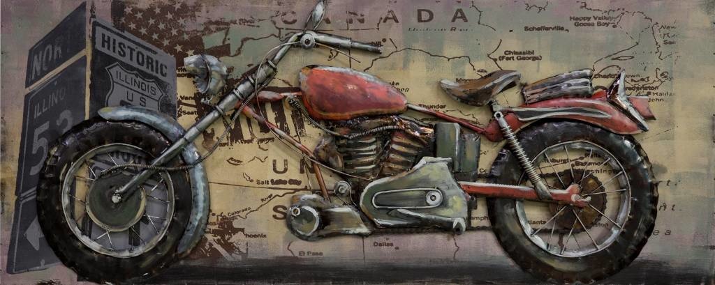 Schilderij - metaalschilderij - Motor 60x150cm afbeelding