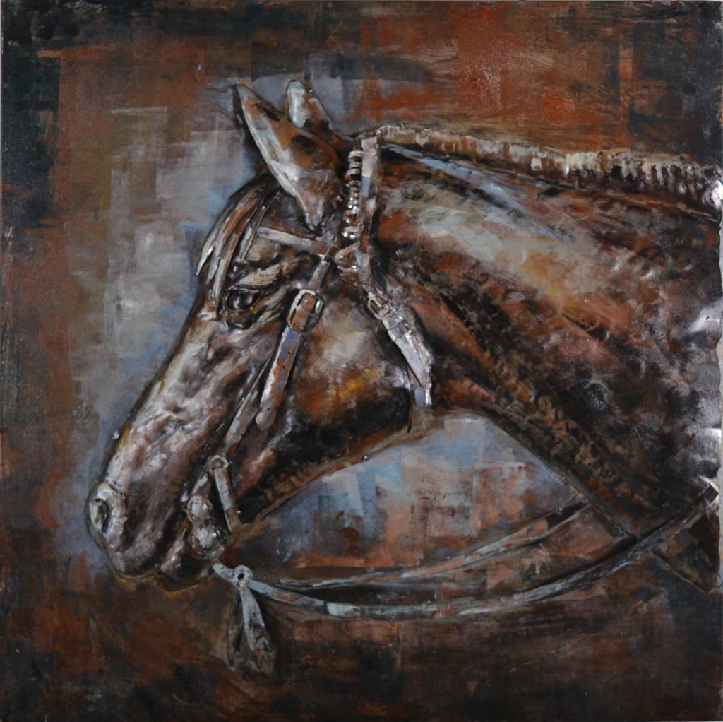 Schilderij - Metaalschilderij - Paard, 80x80cm afbeelding