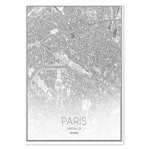 Schilderij - Luchtfoto van Parijs in zwart en wit