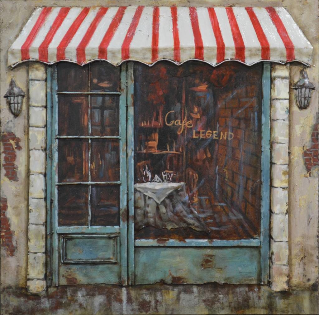 Schilderij - Metaalschilderij - Cafe Legend, 60x60 afbeelding