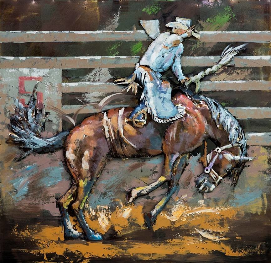 Schilderij - metaalschilderij -Rodeo I , 100x100cm afbeelding