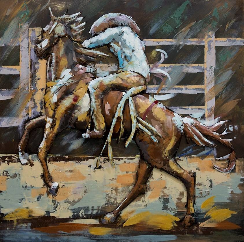Schilderij - metaalschilderij -Rodeo II , 100x100cm afbeelding