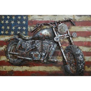 Schilderij - Metaalschilderij - Amerikaanse motorfiets, 60x40cm