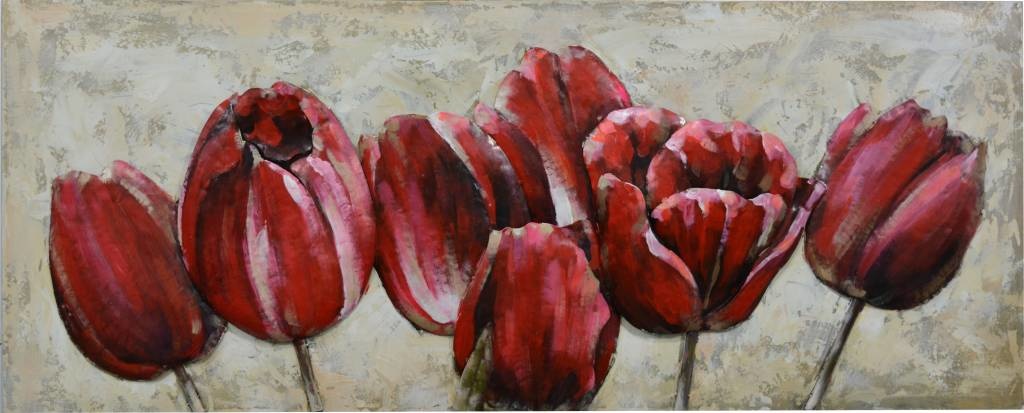 Schilderij - Metaalschilderij - Tulpen, 150x60cm afbeelding