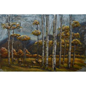 Schilderij - Metaalschilderij - Herten in het bos 2, 120x80cm Schilderij - Metaalschilderij - Herten in het bos 2, 120x80cm