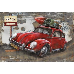 Schilderij - Metaalschilderij - Beach Oldtimer, 120x80cm Schilderij - Metaalschilderij - Beach Oldtimer, 120x80cm