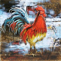 Schilderij - Metaalschilderij - Haan, 80x80cm Schilderij - Metaalschilderij - Haan, 80x80cm