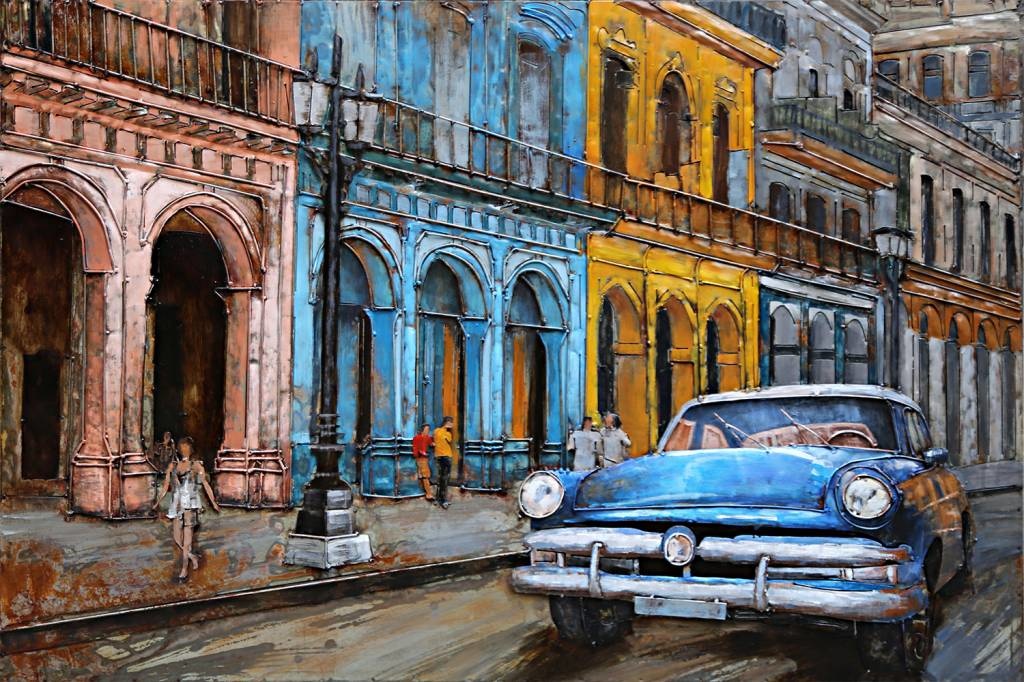 Schilderij - Metaalschilderij - Oldtimer, 120x80cm afbeelding
