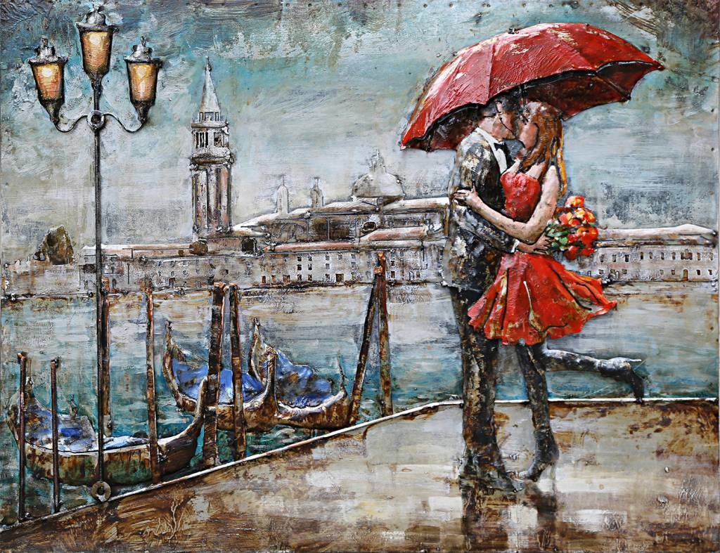 Schilderij - Metaalschilderij - Venetië, 120x80cm afbeelding