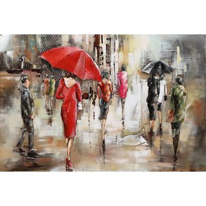 Schilderij - Metaalschilderij - In de regen, 120x80cm Schilderij - Metaalschilderij - In de regen, 120x80cm