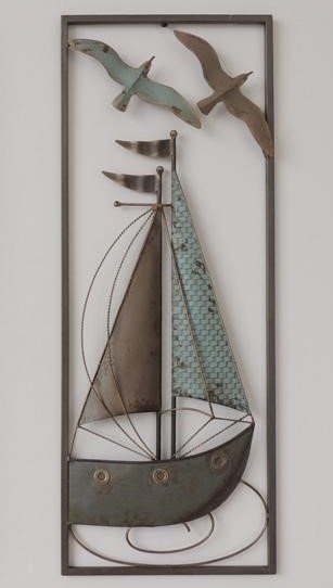 Frame 3D art - Zeilboot 2, 28X73cm afbeelding