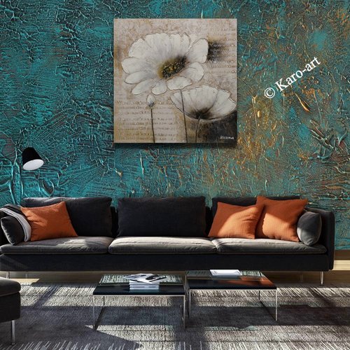 Schilderij - Handgeschilderd - Klaprozen 3 100x100cm Schilderij - Handgeschilderd - Klaprozen 3 100x100cm