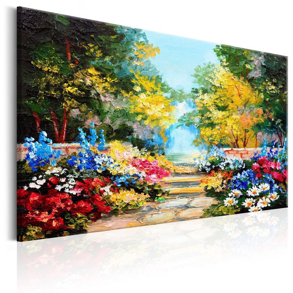 Schilderij - Bloemen Laan afbeelding