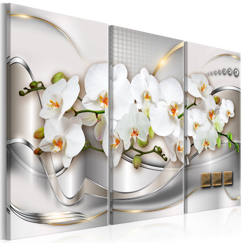 Schilderij - Bloeiende Orchidee, 3luik