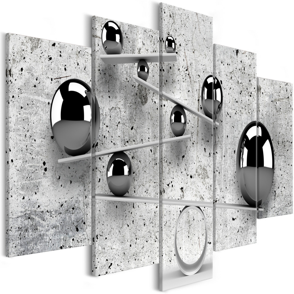 Schilderij - Beton en Ballen, 5luik afbeelding
