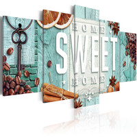 Schilderij -Aromatische Inspiratie , Home Sweet Home , Koffie ,5 luik