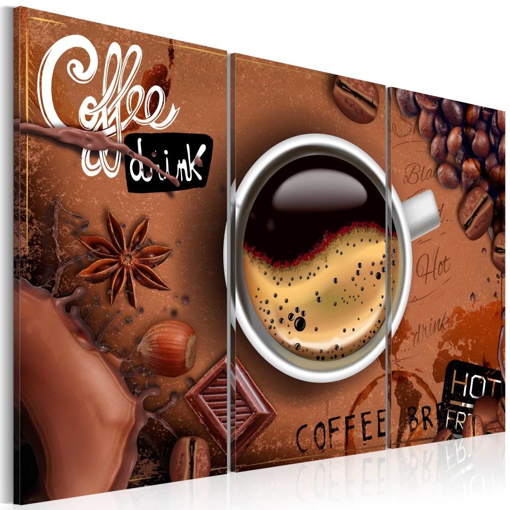 Schilderij - Kopje Koffie , 3 luik