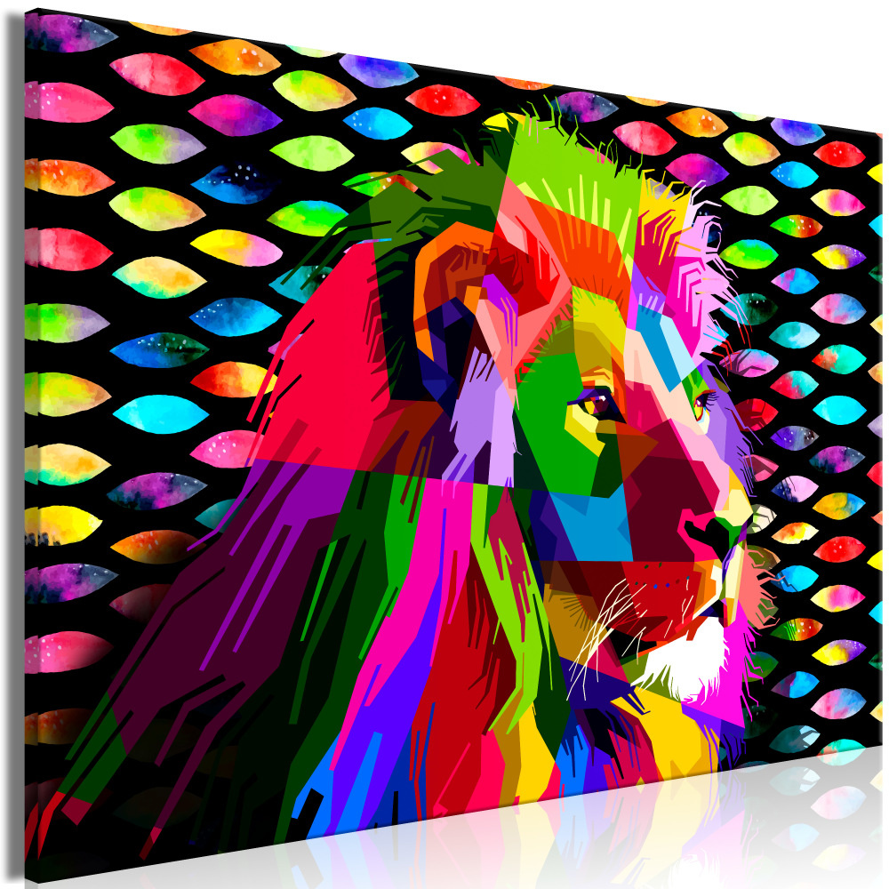 Schilderij - Regenboog Leeuw afbeelding