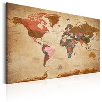 Schilderij - Wereldkaart , Bruine Elegantie