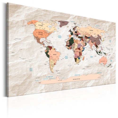 Schilderij - Wereldkaart , Wereld van Steen, Steenlook