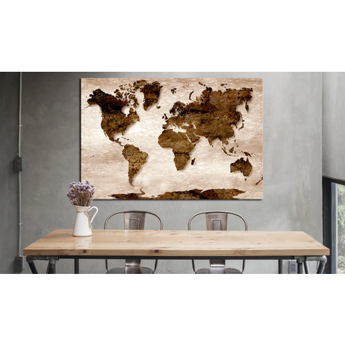 uitbarsting tweeling schending Schilderij - Wereldkaart , Bruine wereld - Karo-art VOF