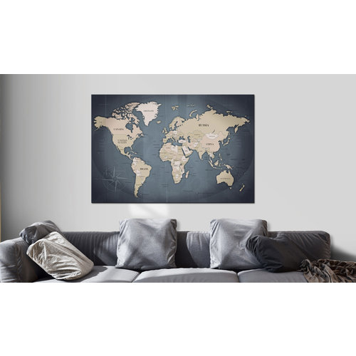 Schilderij - Wereldkaart , Schaduwen van Grijs