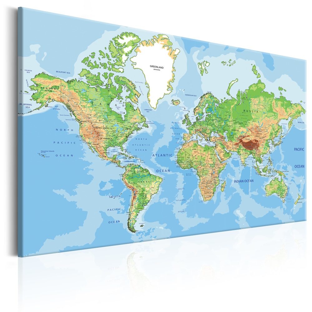 Schilderij - Ontdek de wereld , wereldkaart afbeelding