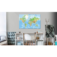 Schilderij - Ontdek de wereld , wereldkaart
