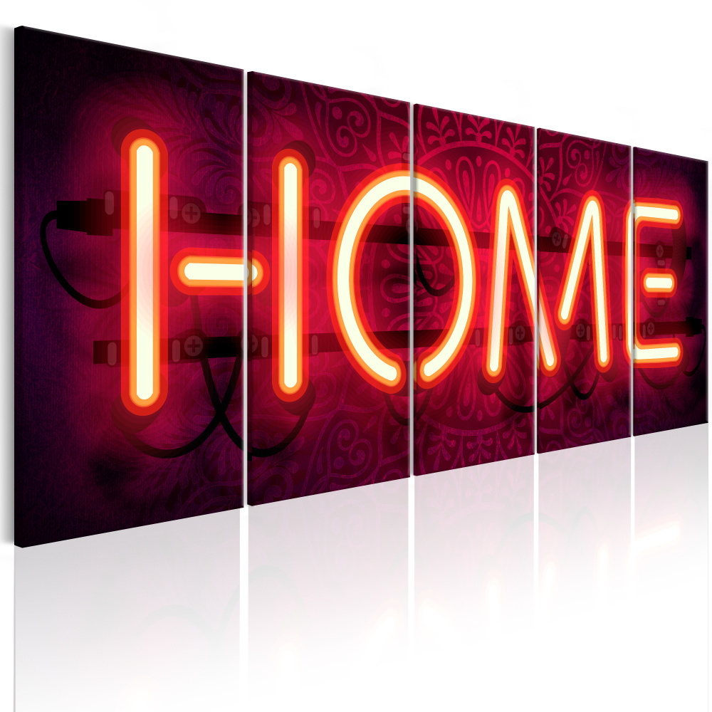 Schilderij - Home Neon , 5 luik , Neonlook