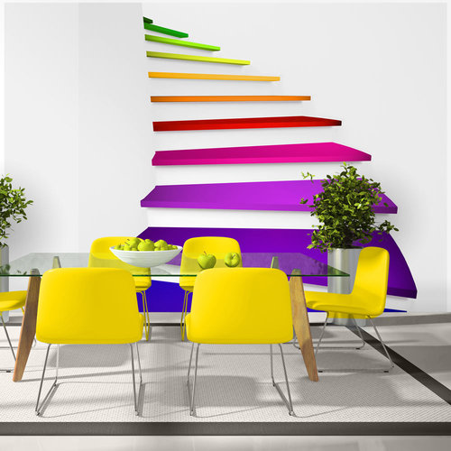 Fotobehang -Kleurrijke trap naar de hemel, premium print vliesbehang