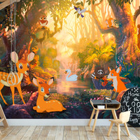 Fotobehang - Dieren in het bos, premium print vliesbehang Fotobehang - Dieren in het bos, premium print vliesbehang