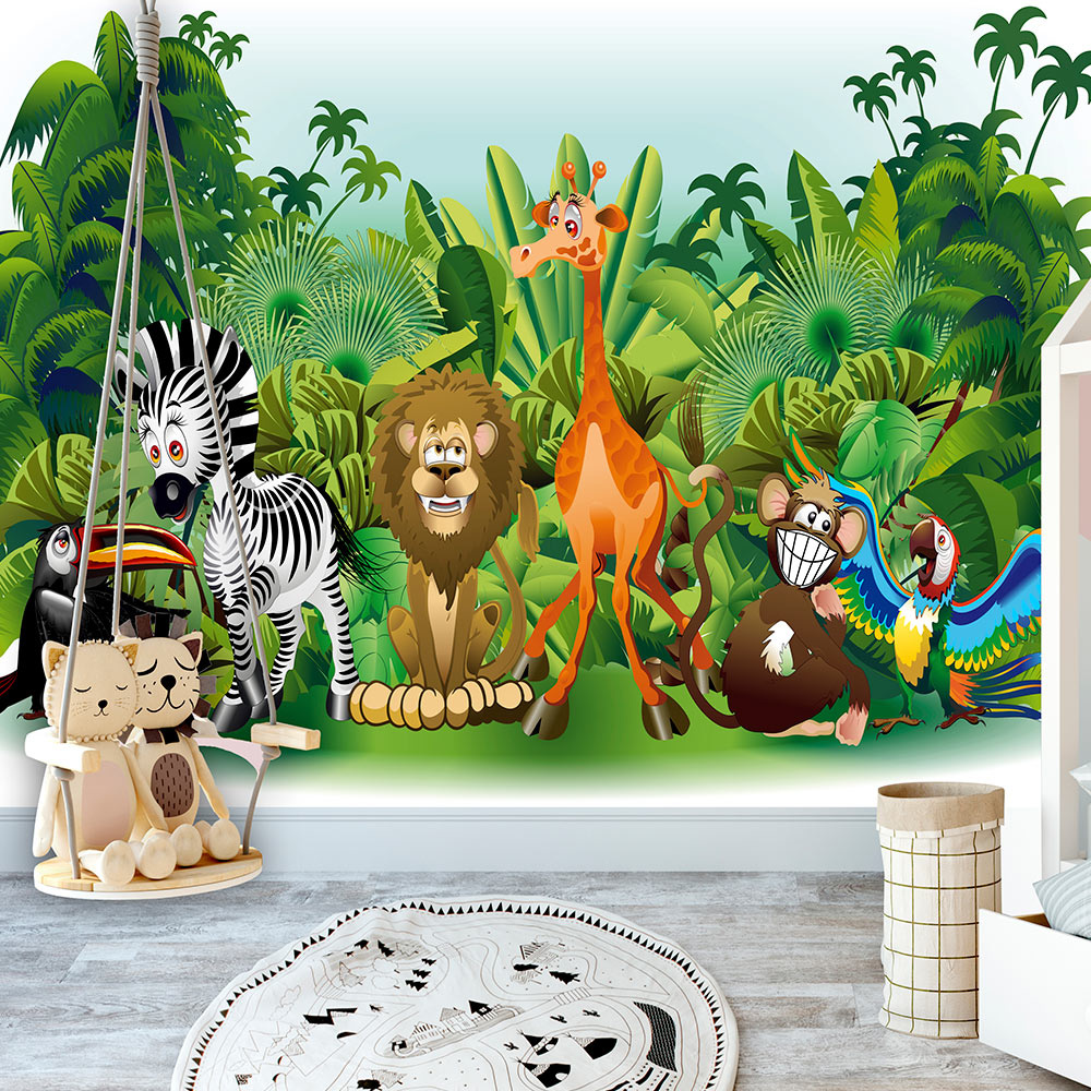 Fotobehang - Dieren uit de Jungle, premium print vliesbehang afbeelding