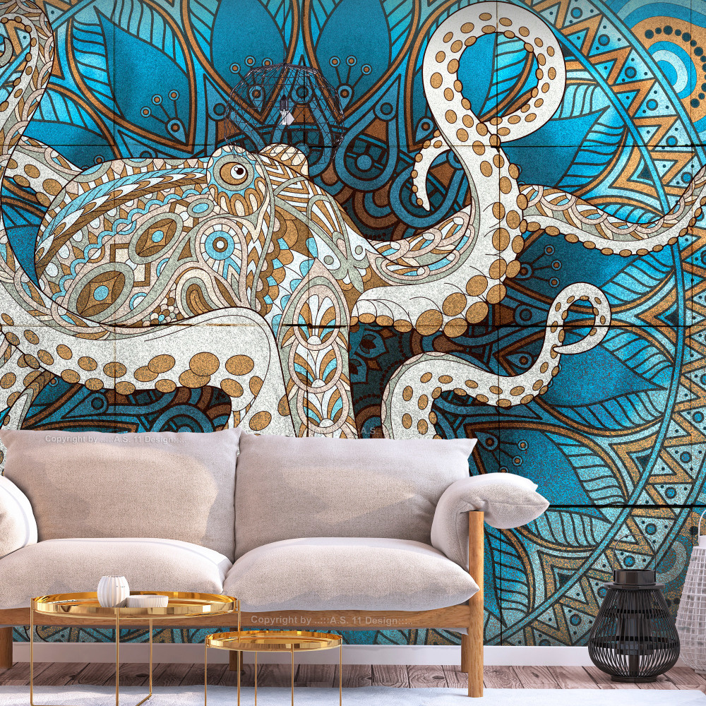 Fotobehang - Zen Octopus , Mandala, premium print vliesbehang afbeelding