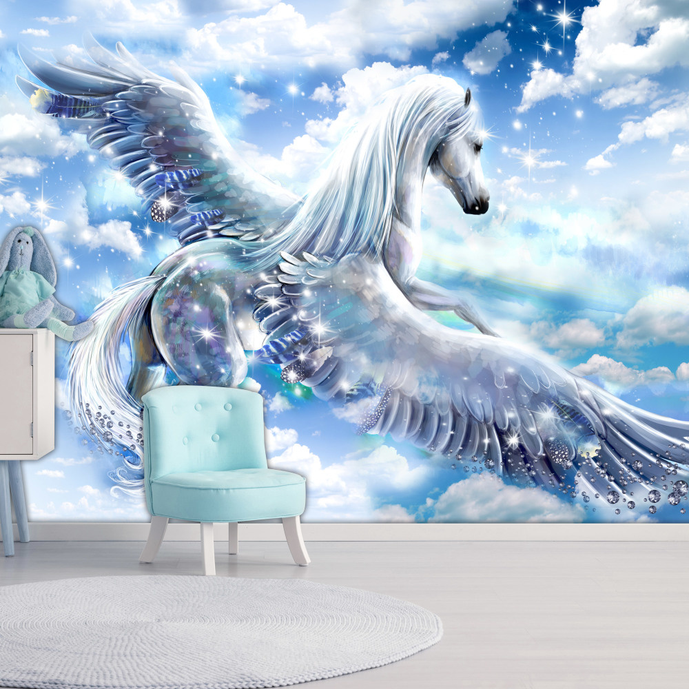 Fotobehang - Pegasus ( Blauw ), premium print vliesbehang afbeelding