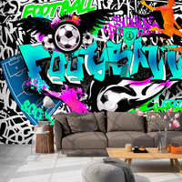 Fotobehang -Passie voor Voetbal , Football II , Graffiti, 5 maten, premium print vliesbehang, instructies bijgevoegd, voor woonkamer en slaapkamer Fotobehang -Passie voor Voetbal , Football II , Graffiti, 5 maten, premium print vliesbehang, instructies bijgevoegd, voor woonkamer en slaapkamer