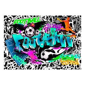 Fotobehang -Passie voor Voetbal , Football II , Graffiti,  5 maten, premium print vliesbehang, instructies bijgevoegd, voor woonkamer en slaapkamer