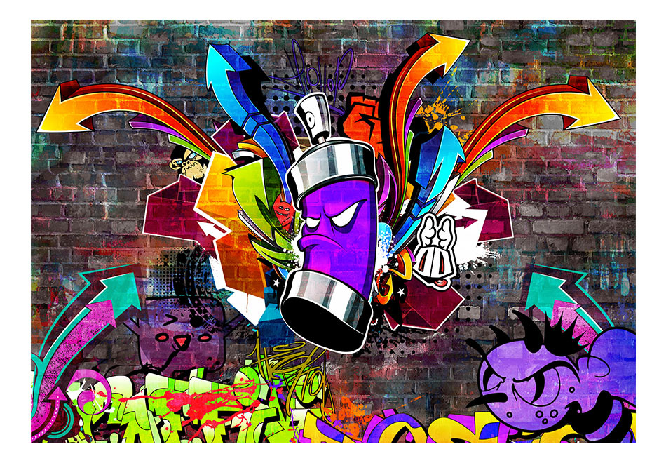 Fotobehang - Graffiti, premium print vliesbehang, 5 maten, instructie bijgevoegd, geen behangtafel nodig, eenvoudig aan te brengen afbeelding