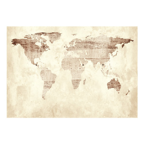 Fotobehang - Beige wereldkaart, premium print vliesbehang