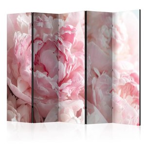 Vouwscherm / Kamerscherm - Roze pioenrozen,  gemonteerd geleverd, dubbelzijdig geprint 225x172cm