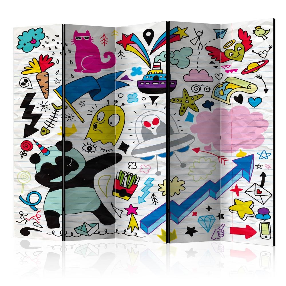 Vouwscherm / Kamerscherm - Energieke panda gemonteerd geleverd, dubbelzijdig geprint 225x172 cm afbeelding