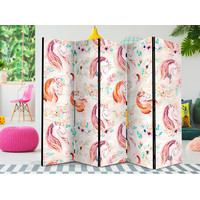 Vouwscherm / Kamerscherm - Eenhoorns in pastel kleuren gemonteerd geleverd, dubbelzijdig geprint 225x172 cm Vouwscherm / Kamerscherm - Eenhoorns in pastel kleuren gemonteerd geleverd, dubbelzijdig geprint 225x172 cm