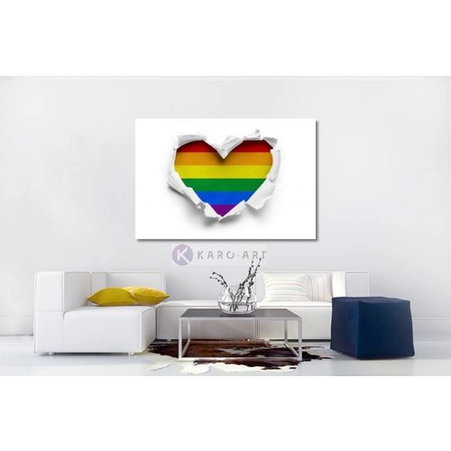 Karo-art Schilderij - Gay pride, LGBT , love - regenboog , Multikleur , 2 maten , Wanddecoratie