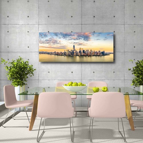 Karo-art Schilderij - New York panorama , 2 maten , Multikleur , Premium print