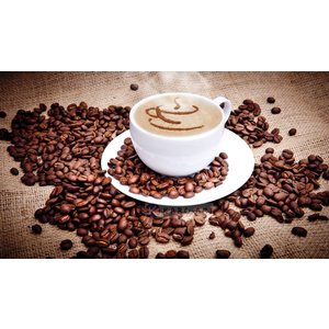 Karo-art Schilderij - Kopje koffie en bonen , Bruin wit , 2 maten , Wanddecoratie Karo-art Schilderij - Kopje koffie en bonen , Bruin wit , 2 maten , Wanddecoratie