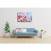 Karo-art Schilderij - Roze magnolia in volle bloei, 2 maten, premium print , Multikleur